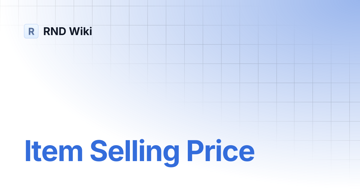 Item Selling Price | RND Wiki